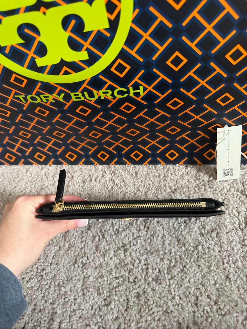 Tory Burch Blake Slim Wallet Black Gold